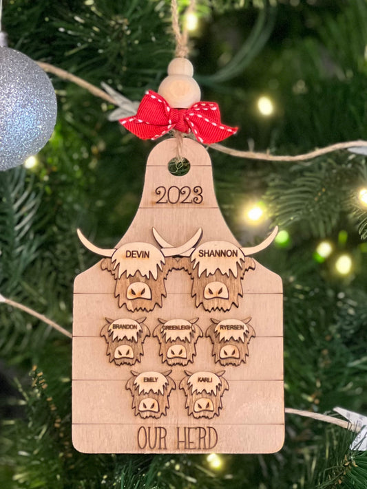 Our Herd Personalized Family Ornament