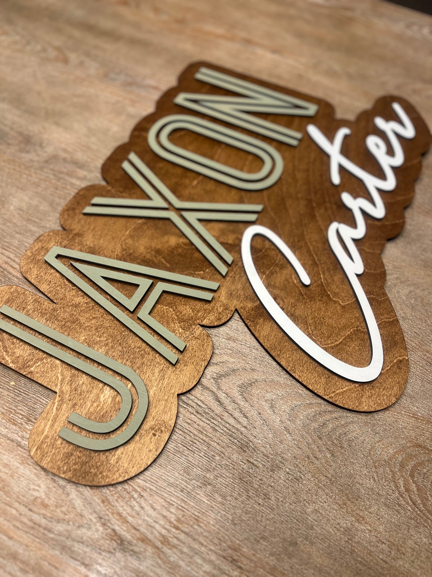 Two-Layer Wood Name Shaped Sign