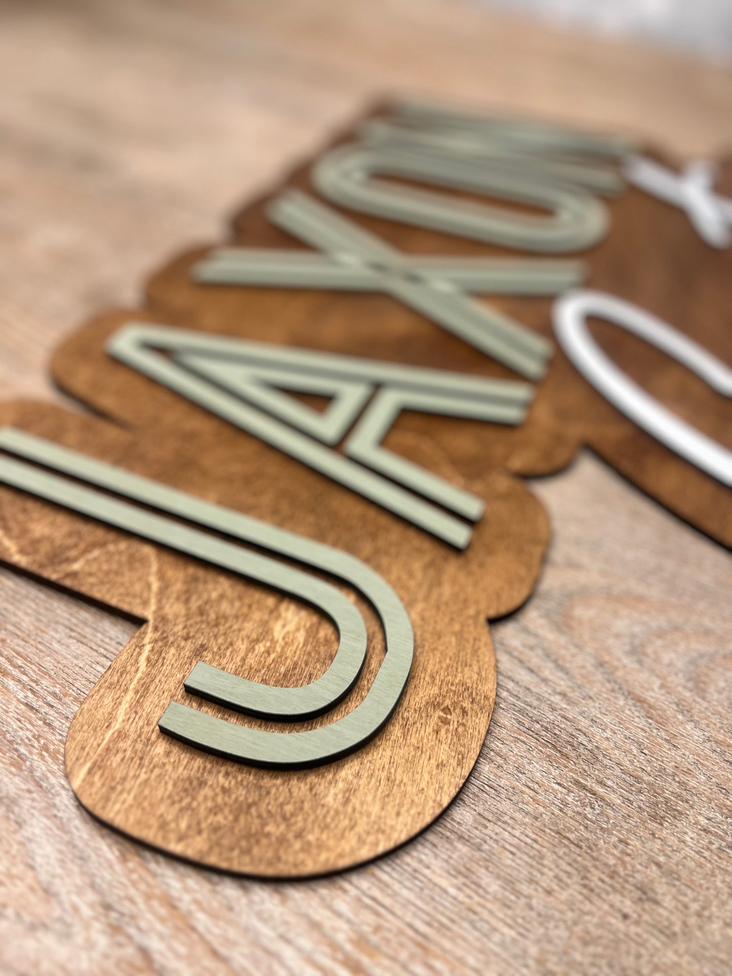 Two-Layer Wood Name Shaped Sign