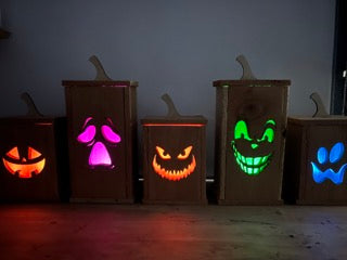 Lighted Carved Wooden Pumpkin Boxes