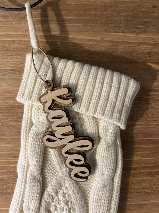 Wooden Stocking Name Tag - Two Layer